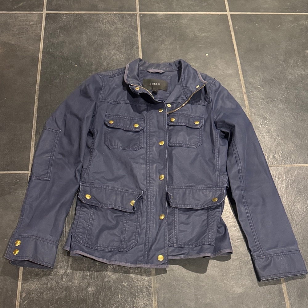 J. Crew Navy Utility Jacket with Gold Buttons